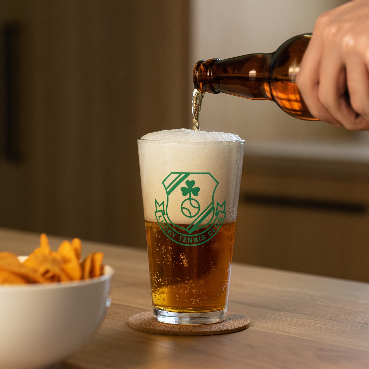 Lucky Tennis Club pint glass