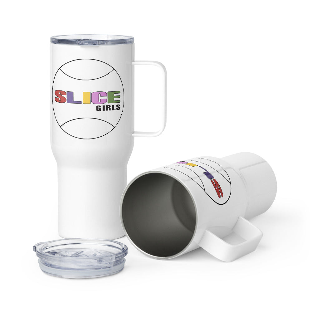 SLICE GIRLS travel mug with a handle