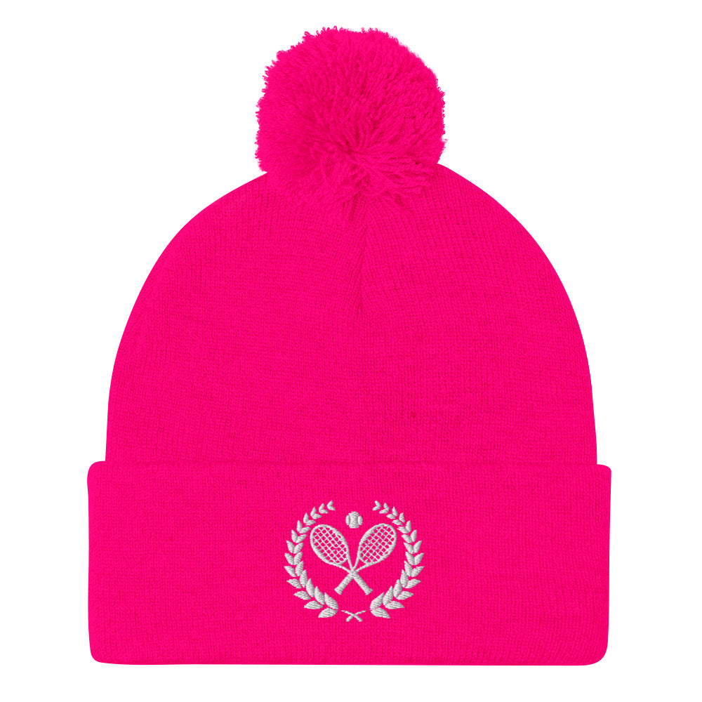 Pink Tennis Club pom-pom beanie
