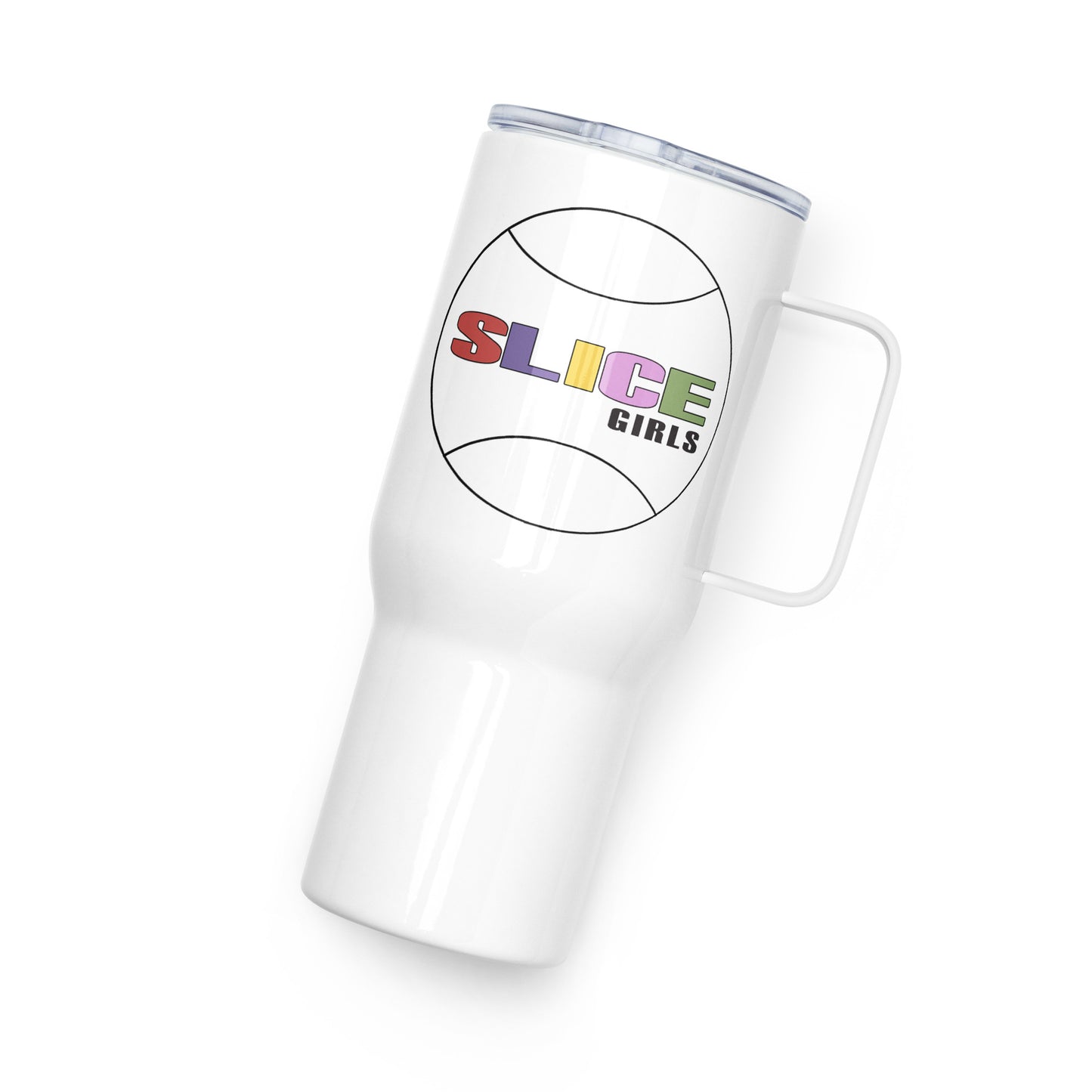 SLICE GIRLS travel mug with a handle