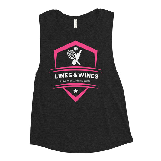 Lines & Wines tennis team Ladies’ muscle tank