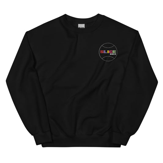 SLICE GIRLS tennis team crew neck sweatshirt (black)