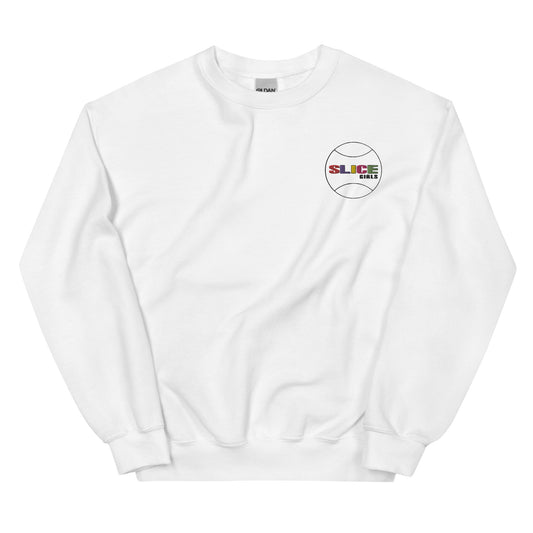 SLICE GIRLS tennis team crew neck sweatshirt (white)
